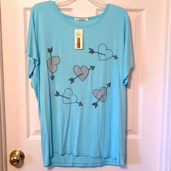 Sparkle hearts 💕 short sleeve top NWT - Picture 2 of 5